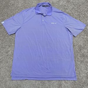 RLX Ralph Lauren Polo Shirt Mens Extra Large Purple Striped Performance Wicking